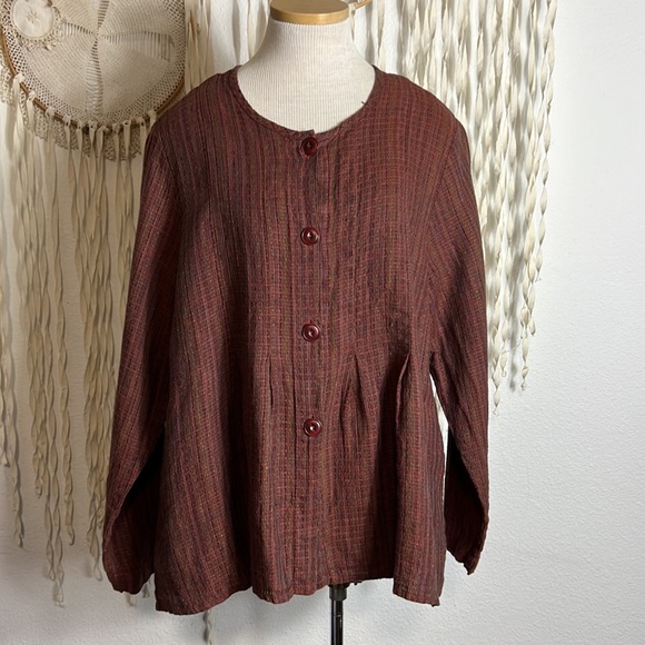 Flax Tops - 🌟 Flax Linen Rust Button Front Top Jacket size Medium